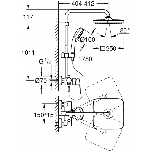 Душевая система GROHE Tempesta Cosmopolitan 26692000 хром